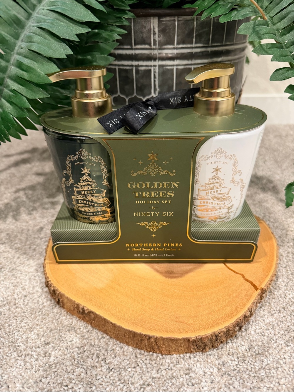 Ninety  Six Golden Trees Northern Pines Hand Care Set - soap and lotion.